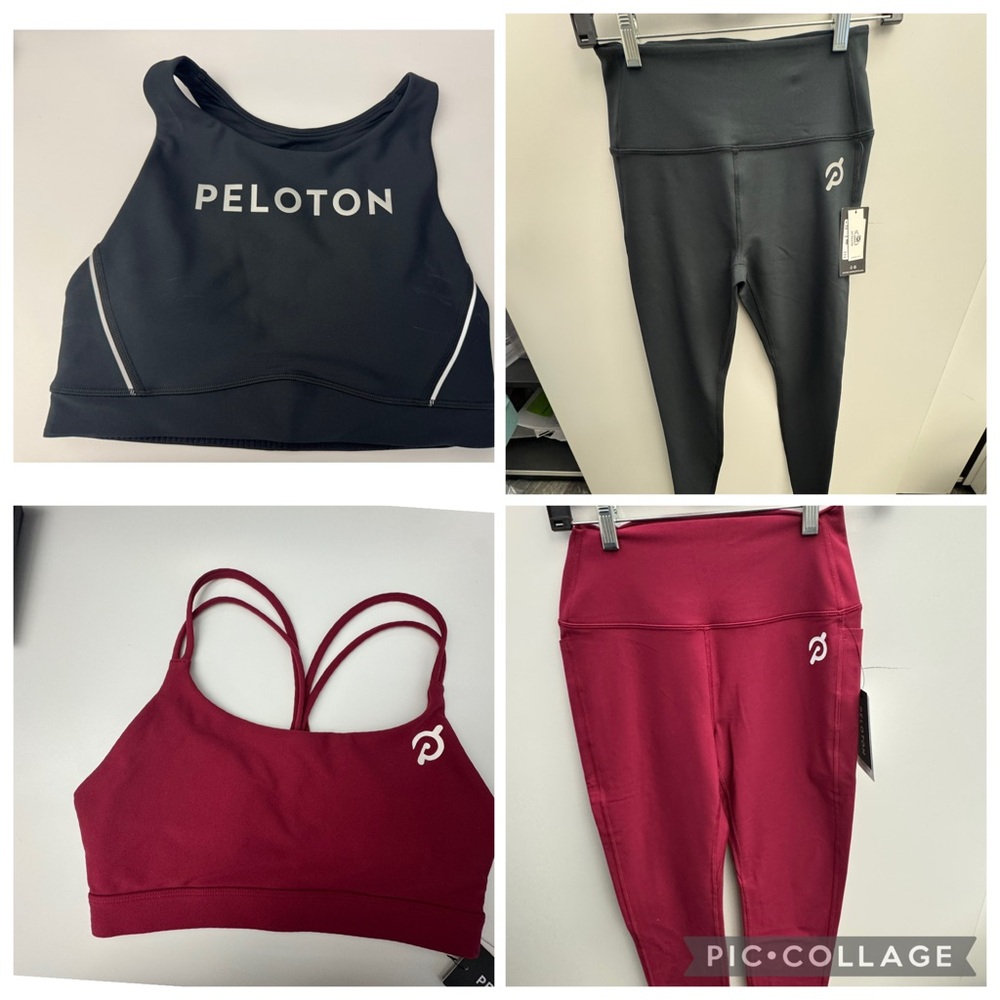 Peloton womens Leggings & Sports Bras Set - Black and Burgundy